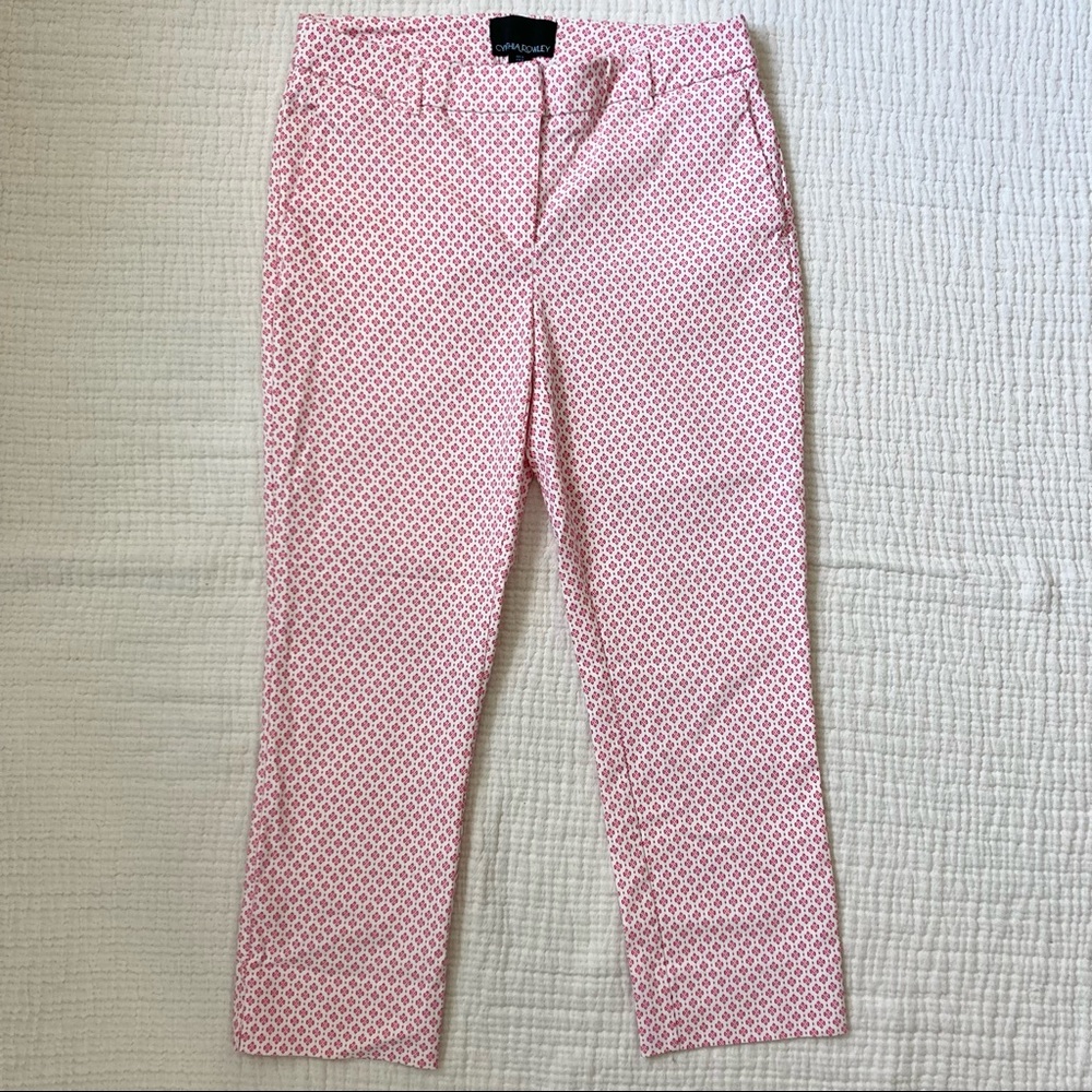 Cynthia Rowley Pink Floral Print Cropped Pants, size 8